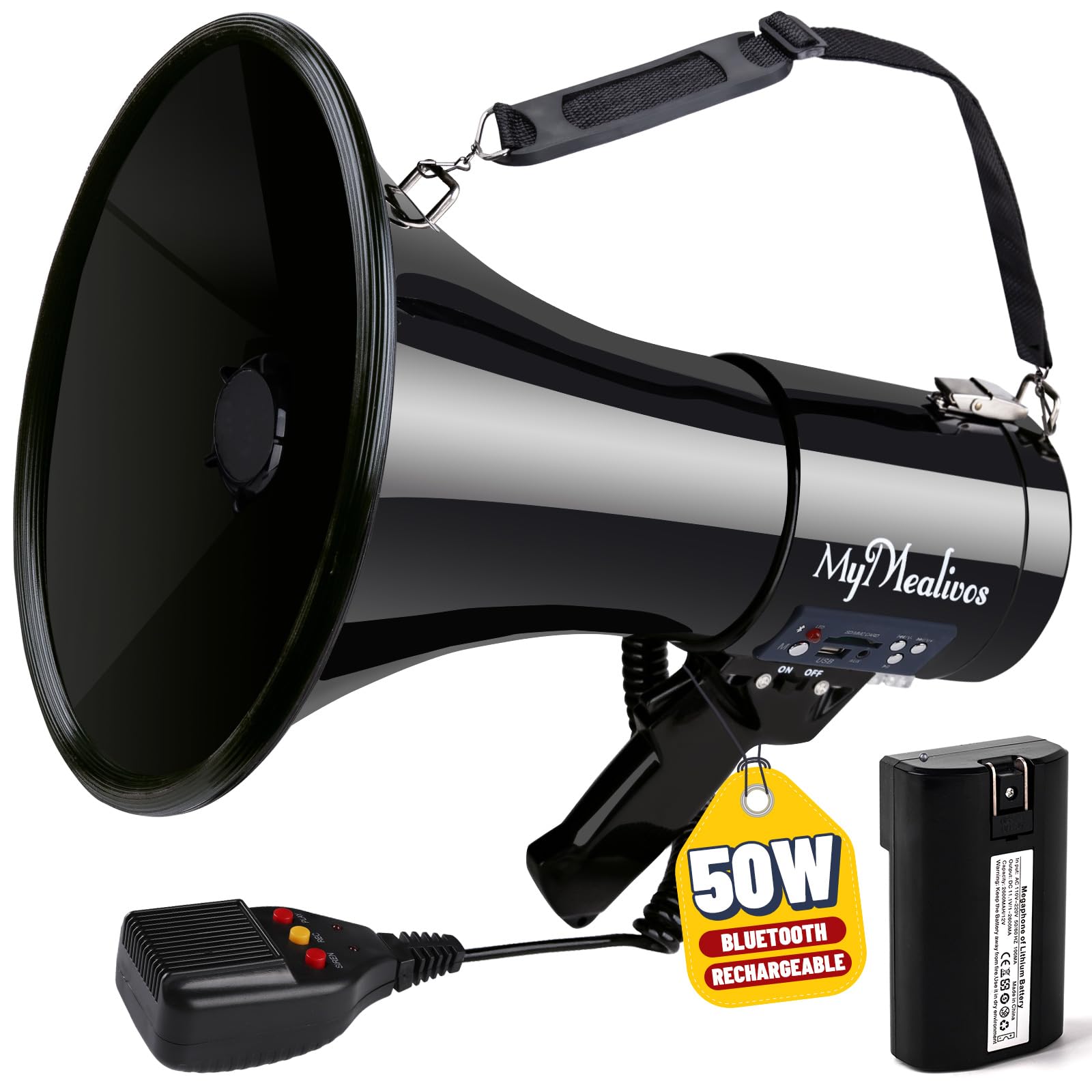 Amazon.com : MyMealivos 50W Bluetooth Megaphone with Rechargeable